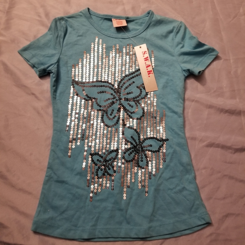 NWT Girls Sequin Butterfly T-shirt